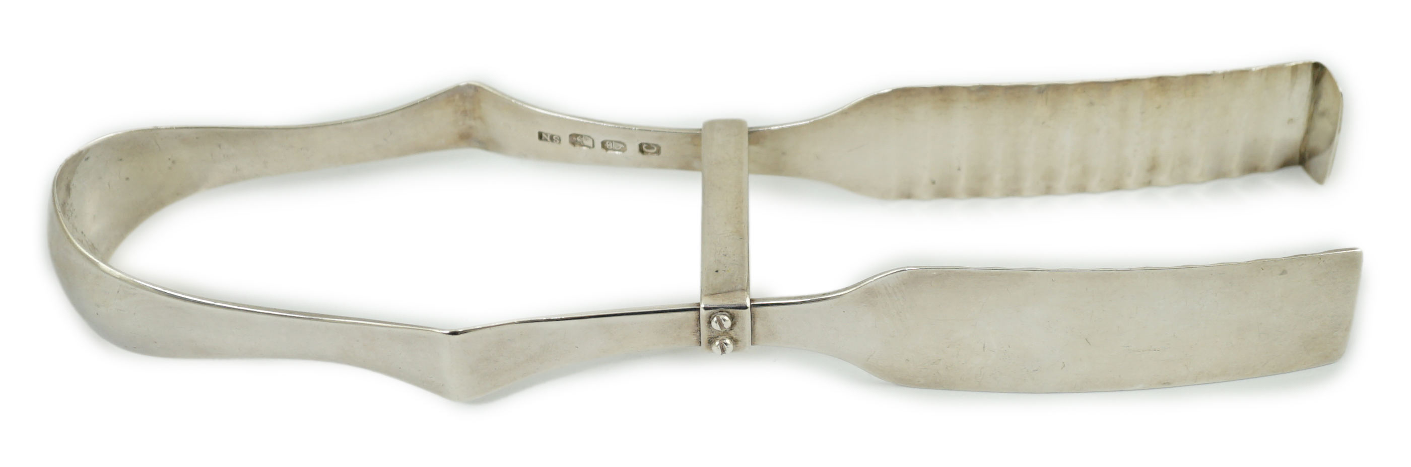 A pair of George III Irish silver bacon tongs, by Samuel Neville